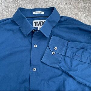 Express 1MX slim fit Blue Men's dress Shirt